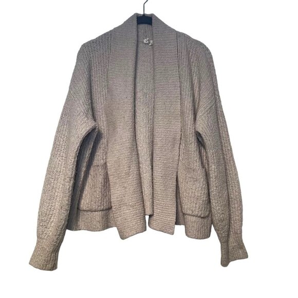 Anthropologie Moth Open Front Cardigan Size S Oatmeal Wool Chunky Oversized - Picture 1 of 9